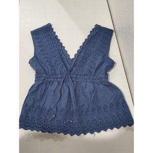 American Eagle Blue Embroidered Blouse Shirt Size XS/TP